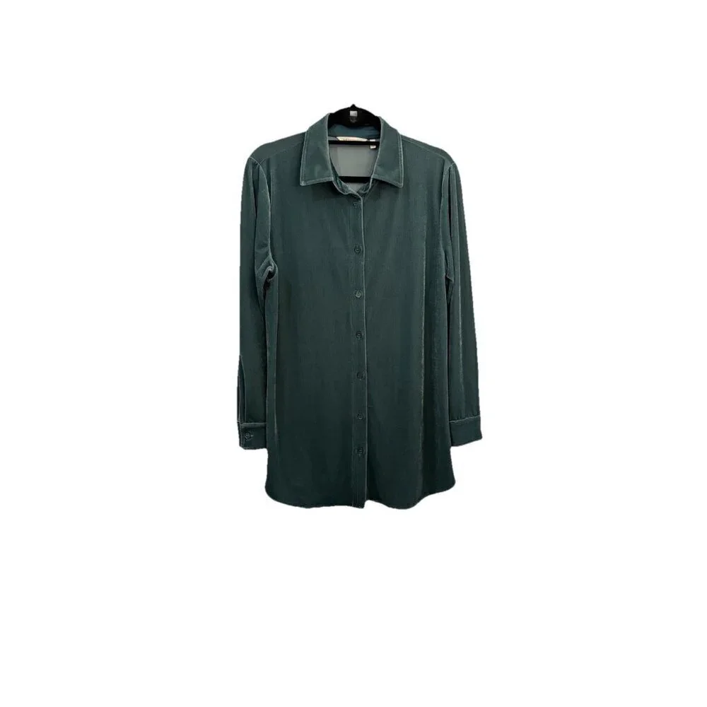 Soft Surroundings Velvet Boyfriend Button Down Shirt Women Small